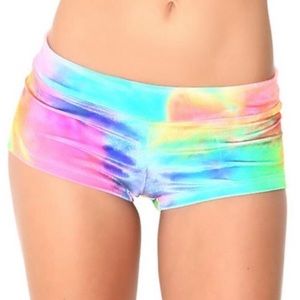 Rave rainbow velvet booty shorts